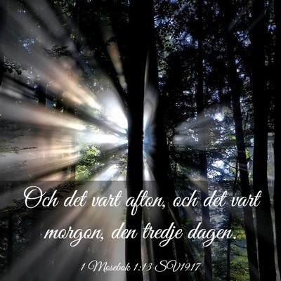 Picture 03 - 1 Mosebok 1:13 SV1917 - Och det vart afton, och det vart morgon, den - Bible Verse Picture