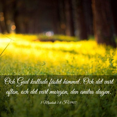 Picture 03 - 1 Mosebok 1:8 SV1917 - Och Gud kallade fästet himmel. Och det vart - Bible Verse Picture