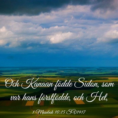 Picture 03 - 1 Mosebok 10:15 SV1917 - Och Kanaan födde Sidon, som var hans - Bible Verse Picture