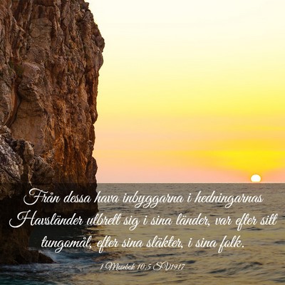 Picture 03 - 1 Mosebok 10:5 SV1917 - Från dessa hava inbyggarna i hedningarnas - Bible Verse Picture