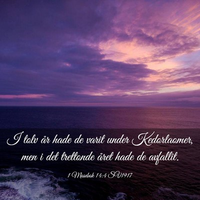 Picture 03 - 1 Mosebok 14:4 SV1917 - I tolv år hade de varit under Kedorlaomer, men i - Bible Verse Picture
