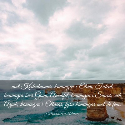 Picture 03 - 1 Mosebok 14:9 SV1917 - mot Kedorlaomer, konungen i Elam, Tideal, - Bible Verse Picture