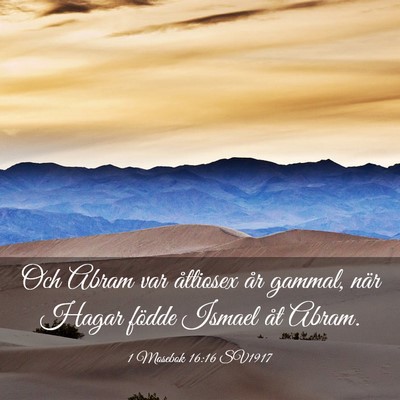 Picture 03 - 1 Mosebok 16:16 SV1917 - Och Abram var åttiosex år gammal, när Hagar - Bible Verse Picture
