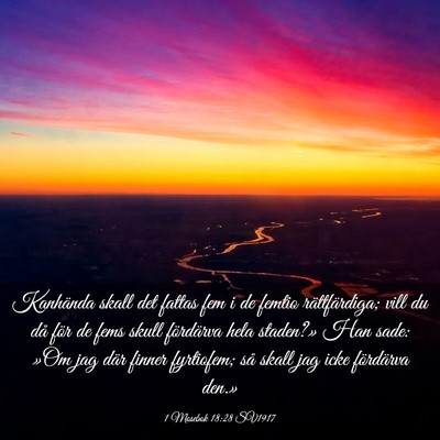 Picture 03 - 1 Mosebok 18:28 SV1917 - Kanhända skall det fattas fem i de femtio - Bible Verse Picture
