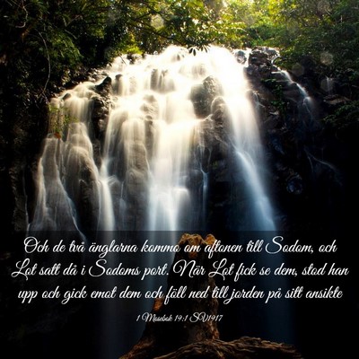 Picture 03 - 1 Mosebok 19:1 SV1917 - Och de två änglarna kommo om aftonen till - Bible Verse Picture