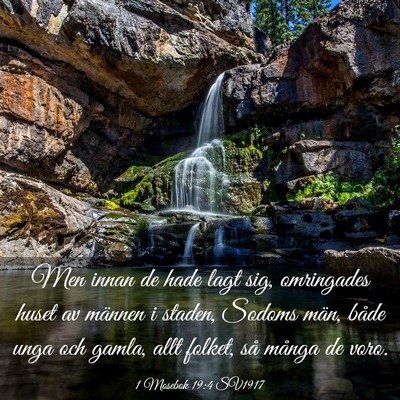 Picture 03 - 1 Mosebok 19:4 SV1917 - Men innan de hade lagt sig, omringades huset av - Bible Verse Picture