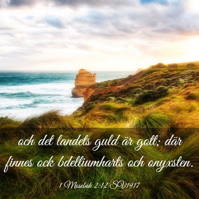 Picture 03 - 1 Mosebok 2:12 SV1917 - och det landets guld är gott; där finnes ock - Bible Verse Picture