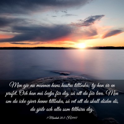 Picture 03 - 1 Mosebok 20:7 SV1917 - Men giv nu mannen hans hustru tillbaka; ty han - Bible Verse Picture