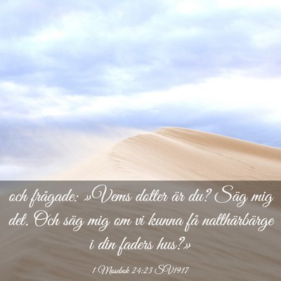 Picture 03 - 1 Mosebok 24:23 SV1917 - och frågade: »Vems dotter är du? Säg mig det. - Bible Verse Picture