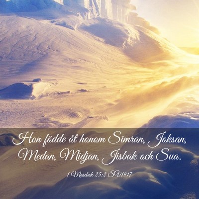 Picture 03 - 1 Mosebok 25:2 SV1917 - Hon födde åt honom Simran, Joksan, Medan, - Bible Verse Picture