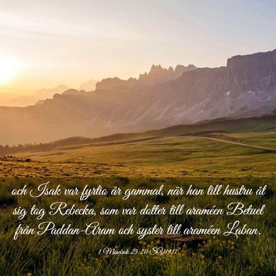 Picture 03 - 1 Mosebok 25:20 SV1917 - och Isak var fyrtio år gammal, när han till - Bible Verse Picture