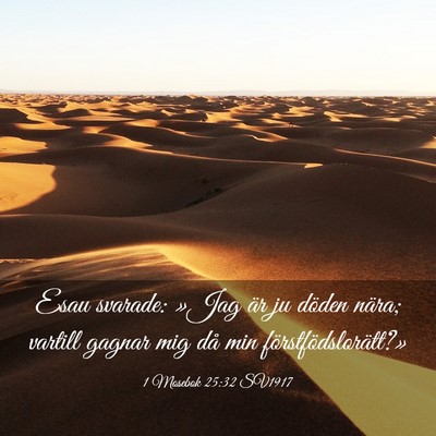 Picture 03 - 1 Mosebok 25:32 SV1917 - Esau svarade: »Jag är ju döden nära; vartill - Bible Verse Picture