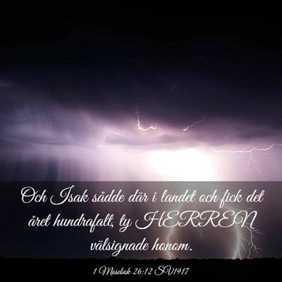 Picture 03 - 1 Mosebok 26:12 SV1917 - Och Isak sådde där i landet och fick det året - Bible Verse Picture