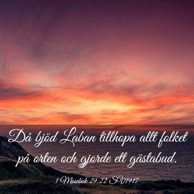 Picture 03 - 1 Mosebok 29:22 SV1917 - Då bjöd Laban tillhopa allt folket på orten - Bible Verse Picture
