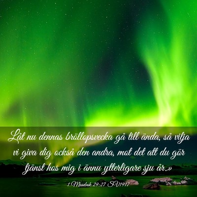 Picture 03 - 1 Mosebok 29:27 SV1917 - Låt nu dennas bröllopsvecka gå till ända, så - Bible Verse Picture