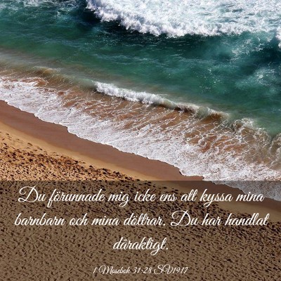 Picture 03 - 1 Mosebok 31:28 SV1917 - Du förunnade mig icke ens att kyssa mina - Bible Verse Picture