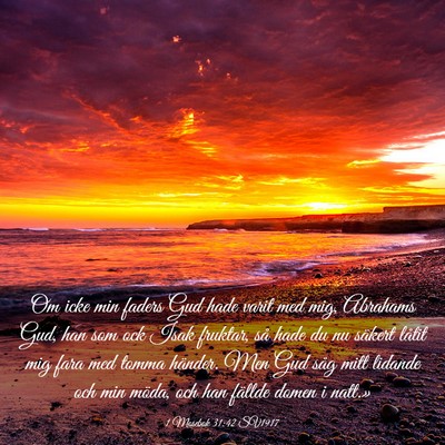 Picture 03 - 1 Mosebok 31:42 SV1917 - Om icke min faders Gud hade varit med mig, - Bible Verse Picture