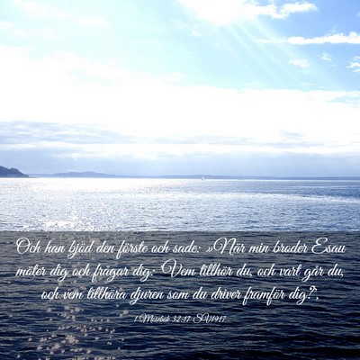 Picture 03 - 1 Mosebok 32:17 SV1917 - Och han bjöd den förste och sade: »När min - Bible Verse Picture