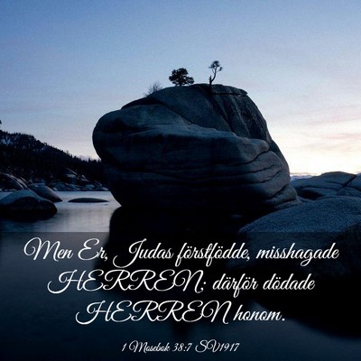 Picture 03 - 1 Mosebok 38:7 SV1917 - Men Er, Judas förstfödde, misshagade HERREN; - Bible Verse Picture