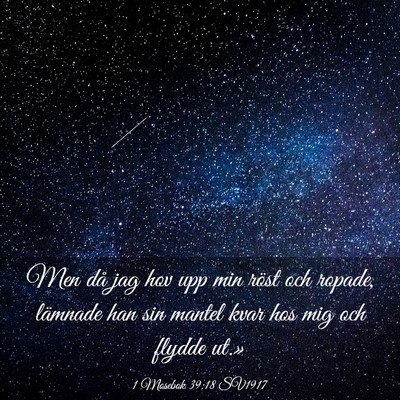 Picture 03 - 1 Mosebok 39:18 SV1917 - Men då jag hov upp min röst och ropade, - Bible Verse Picture