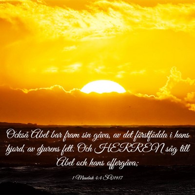 Picture 03 - 1 Mosebok 4:4 SV1917 - Också Abel bar fram sin gåva, av det - Bible Verse Picture