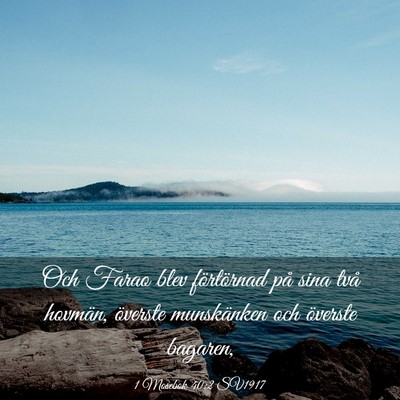 Picture 03 - 1 Mosebok 40:2 SV1917 - Och Farao blev förtörnad på sina två hovmän, - Bible Verse Picture