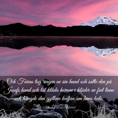 Picture 03 - 1 Mosebok 41:42 SV1917 - Och Farao tog ringen av sin hand och satte den - Bible Verse Picture
