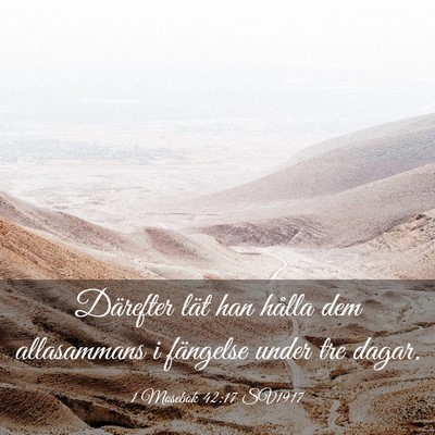 Picture 03 - 1 Mosebok 42:17 SV1917 - Därefter lät han hålla dem allasammans i - Bible Verse Picture