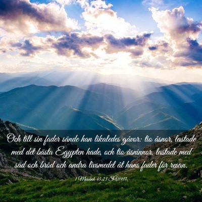 Picture 03 - 1 Mosebok 45:23 SV1917 - Och till sin fader sände han likaledes gåvor: - Bible Verse Picture