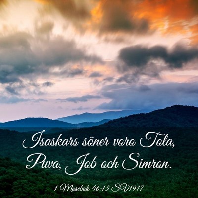 Picture 03 - 1 Mosebok 46:13 SV1917 - Isaskars söner voro Tola, Puva, Job och - Bible Verse Picture