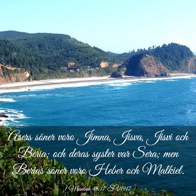 Picture 03 - 1 Mosebok 46:17 SV1917 - Asers söner voro Jimna, Jisva, Jisvi och Beria; - Bible Verse Picture