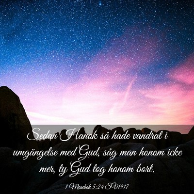 Picture 03 - 1 Mosebok 5:24 SV1917 - Sedan Hanok så hade vandrat i umgängelse med - Bible Verse Picture