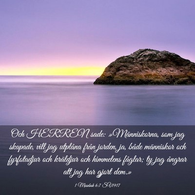 Picture 03 - 1 Mosebok 6:7 SV1917 - Och HERREN sade: »Människorna, som jag skapade, - Bible Verse Picture