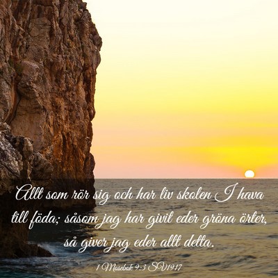 Picture 03 - 1 Mosebok 9:3 SV1917 - Allt som rör sig och har liv skolen I hava till - Bible Verse Picture