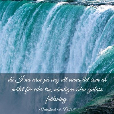 Picture 03 - 1 Petrusbrevet 1:9 SV1917 - då I nu ären på väg att vinna det som är - Bible Verse Picture