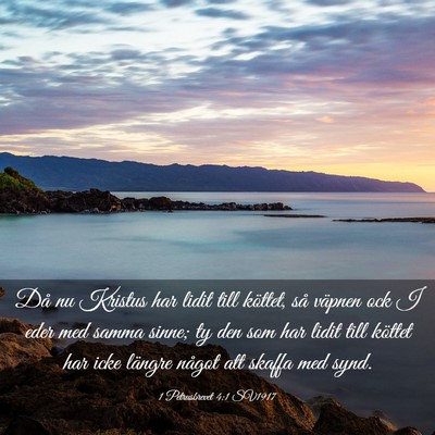 Picture 03 - 1 Petrusbrevet 4:1 SV1917 - Då nu Kristus har lidit till köttet, så - Bible Verse Picture