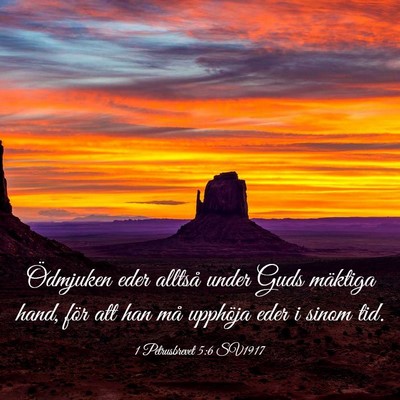 Picture 03 - 1 Petrusbrevet 5:6 SV1917 - Ödmjuken eder alltså under Guds mäktiga hand, - Bible Verse Picture