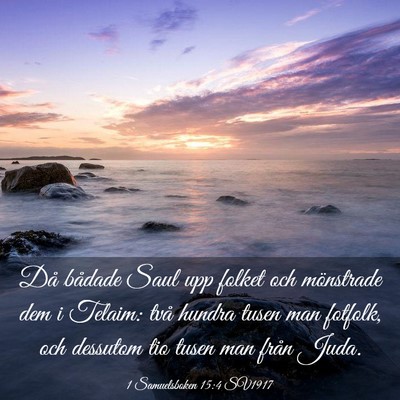 Picture 03 - 1 Samuelsboken 15:4 SV1917 - Då bådade Saul upp folket och mönstrade dem i - Bible Verse Picture