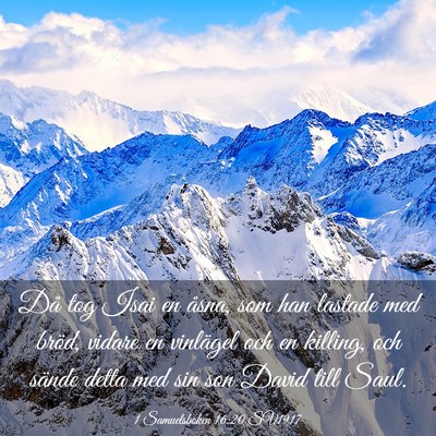 Picture 03 - 1 Samuelsboken 16:20 SV1917 - Då tog Isai en åsna, som han lastade med bröd, - Bible Verse Picture