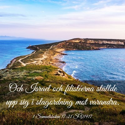 Picture 03 - 1 Samuelsboken 17:21 SV1917 - Och Israel och filistéerna ställde upp sig i - Bible Verse Picture
