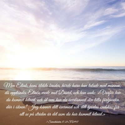 Picture 03 - 1 Samuelsboken 17:28 SV1917 - Men Eliab, hans äldste broder, hörde huru han - Bible Verse Picture