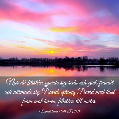 Picture 03 - 1 Samuelsboken 17:48 SV1917 - När då filistéen gjorde sig redo och gick - Bible Verse Picture