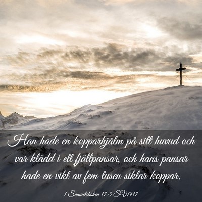 Picture 03 - 1 Samuelsboken 17:5 SV1917 - Han hade en kopparhjälm på sitt huvud och var - Bible Verse Picture