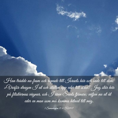 Picture 03 - 1 Samuelsboken 17:8 SV1917 - Han trädde nu fram och ropade till Israels här - Bible Verse Picture