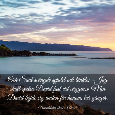 Picture 03 - 1 Samuelsboken 18:11 SV1917 - Och Saul svängde spjutet och tänkte: »Jag - Bible Verse Picture