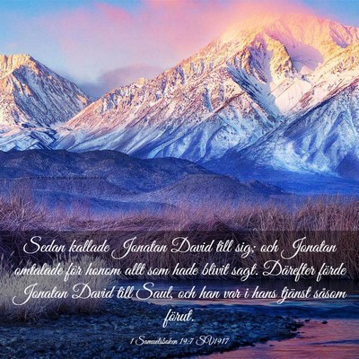 Picture 03 - 1 Samuelsboken 19:7 SV1917 - Sedan kallade Jonatan David till sig; och Jonatan - Bible Verse Picture