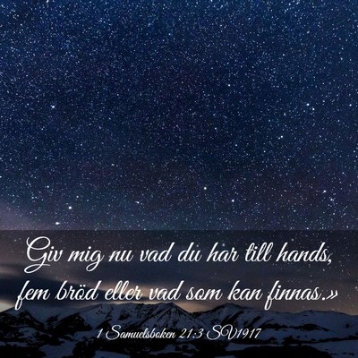Picture 03 - 1 Samuelsboken 21:3 SV1917 - Giv mig nu vad du har till hands, fem bröd eller - Bible Verse Picture