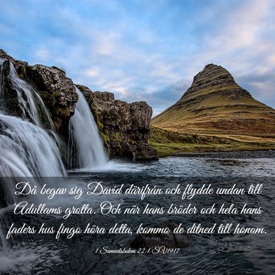 Picture 03 - 1 Samuelsboken 22:1 SV1917 - Då begav sig David därifrån och flydde undan - Bible Verse Picture