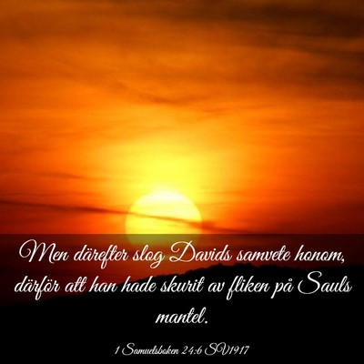 Picture 03 - 1 Samuelsboken 24:6 SV1917 - Men därefter slog Davids samvete honom, därför - Bible Verse Picture