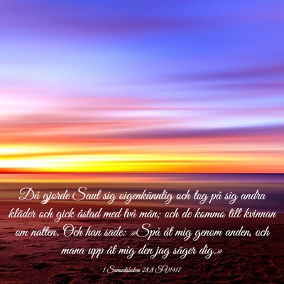 Picture 03 - 1 Samuelsboken 28:8 SV1917 - Då gjorde Saul sig oigenkännlig och tog på sig - Bible Verse Picture